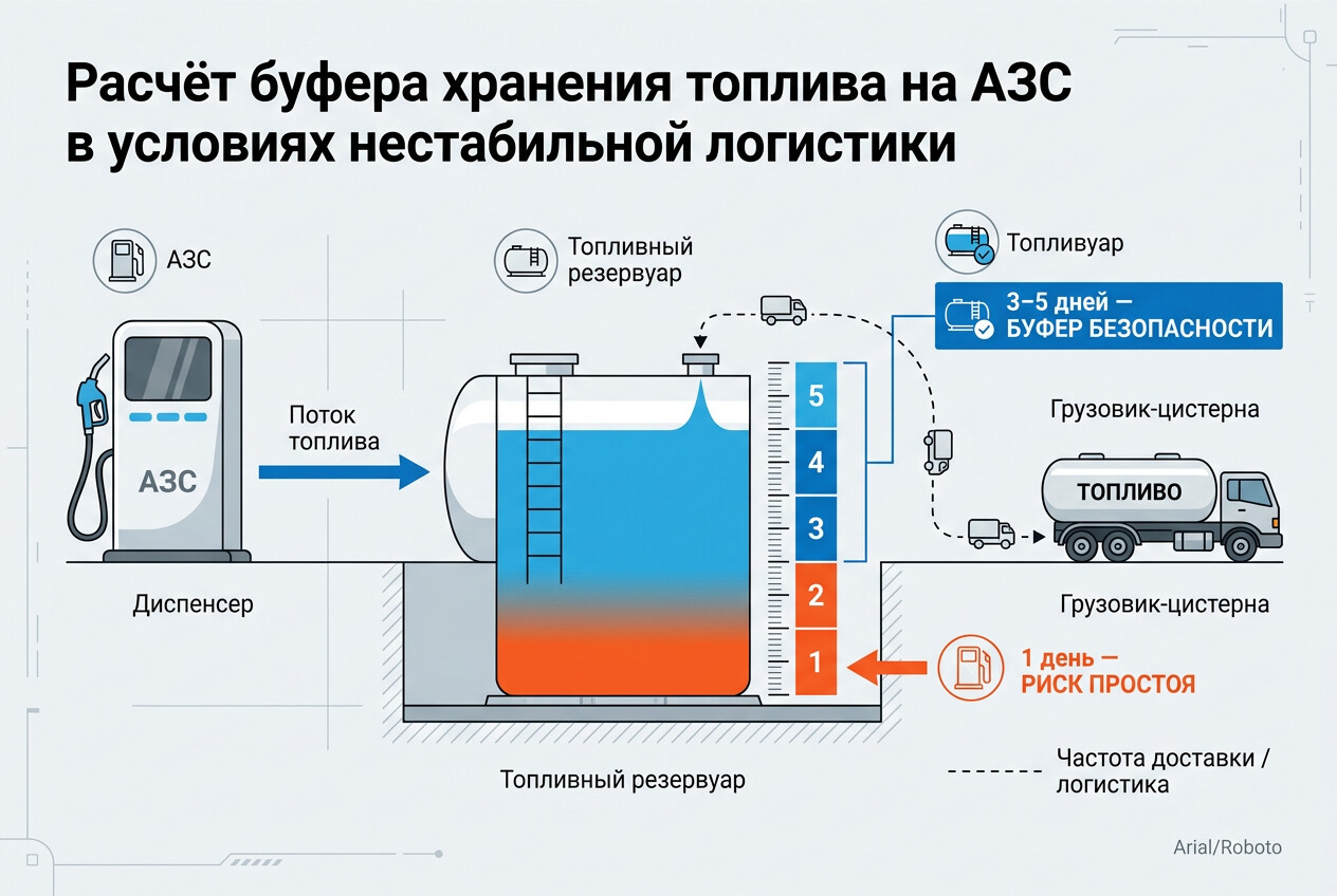 Схема расчёта буфера хранения топлива на автозаправочной станции